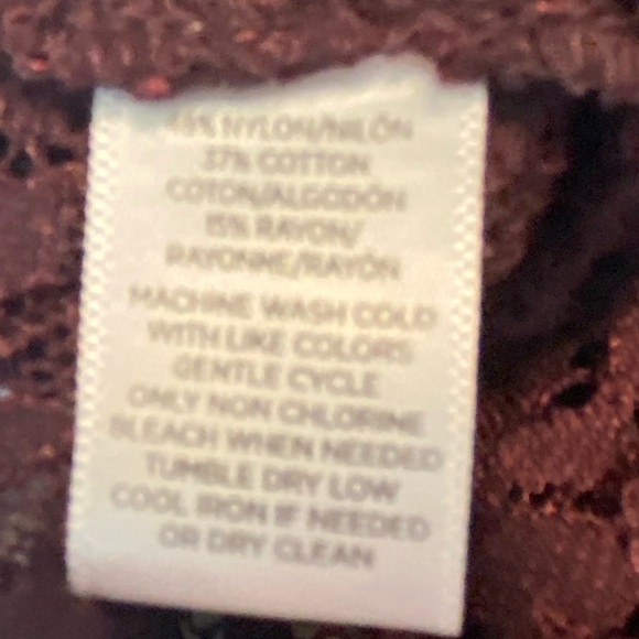 Loft Womens Size Medium Deep Plum Purple Sheer Lace Bell Sleeve Goth Blouse - Picture 9 of 10